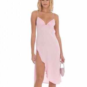 Satin Midi Dres in pink From Lucy In the sky